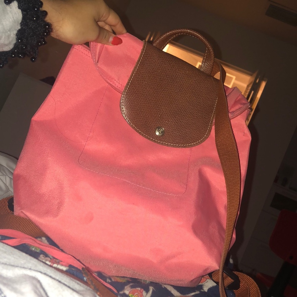 Pink longchamp backpack